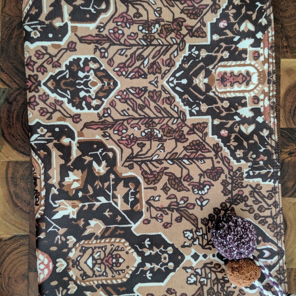 Madewell large zippered pouch with pom poms